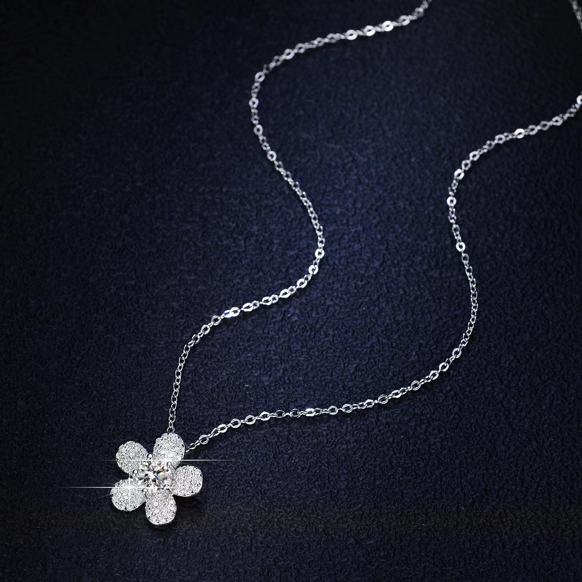 [N06]S925 Sterling Silver 0.5ct Fashion Moissanite Necklace