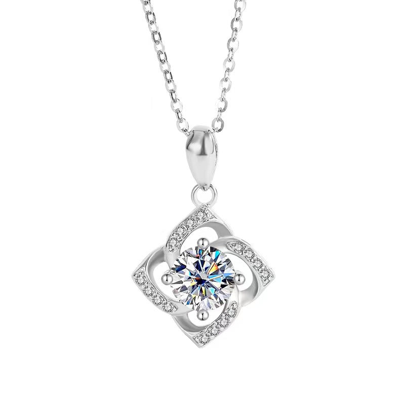 [N09]S925 Sterling Silver Love you forever. Moissanite pendant.