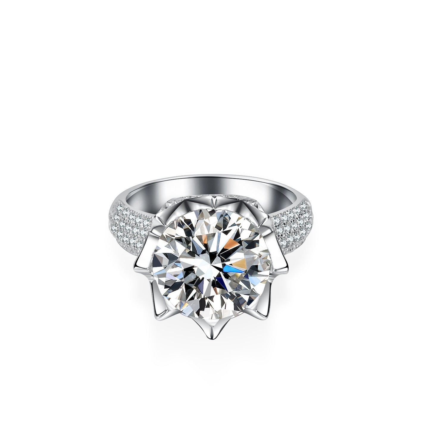 [B053]S925 Sterling Silver Queen's Crown fancy Moissanite Ring