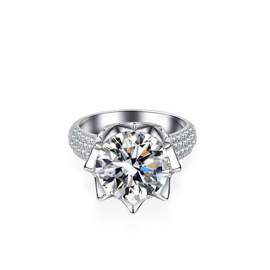 [B053]S925 Sterling Silver Queen's Crown fancy Moissanite Ring