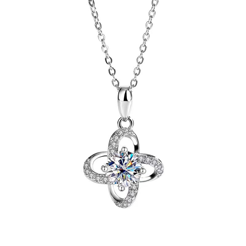 [N09]S925 Sterling Silver Love you forever. Moissanite pendant.