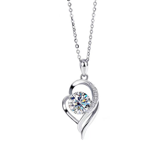 [N09]S925 Sterling Silver Love you forever. Moissanite pendant.