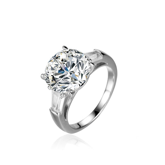 [B054]S925 Sterling Silver Oversized Four Claw Moissanite Ring