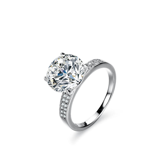 [B055]S925 Sterling Silver Classic Oversized Super Sparkle Moissanite Ring