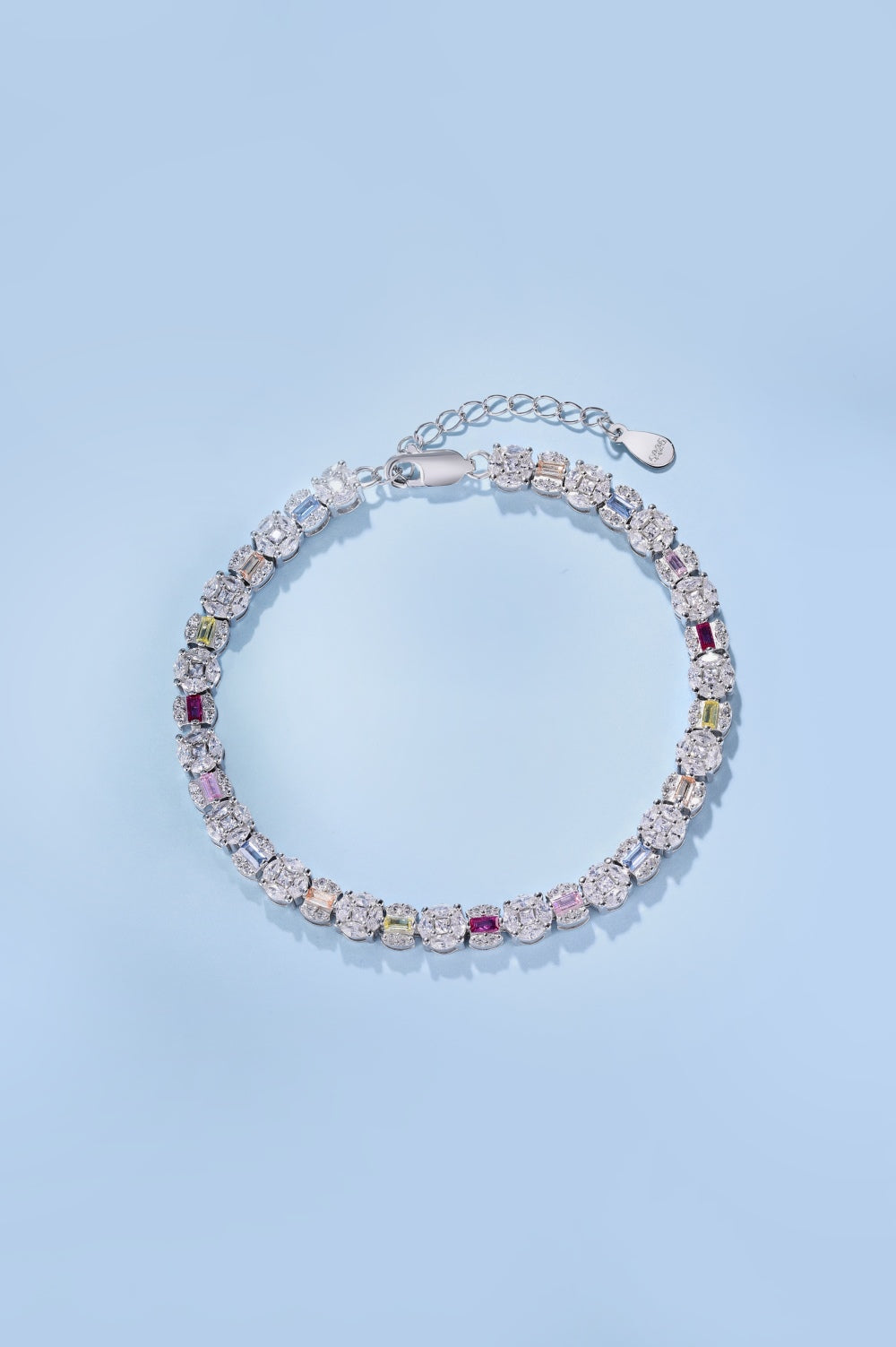 [G101]S925 Sterling Silver Trendy Cocktail Colorful Cubic Zirconia Bracelet