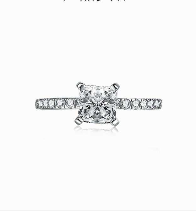 [G37]S925 Sterling Silver Small ins style Fashionable Princess Cut Delicate Girl Must Have High Carbon Diamond Ring