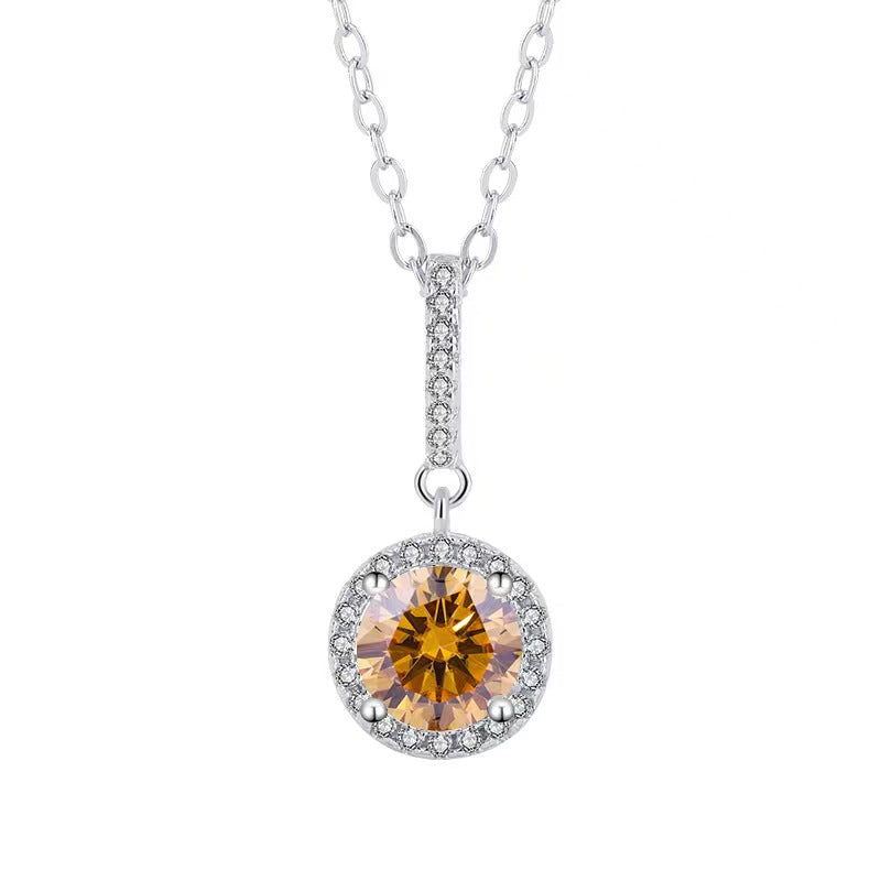 [N01]S925 Sterling Silver Classic Round Wrap Moissanite Necklace