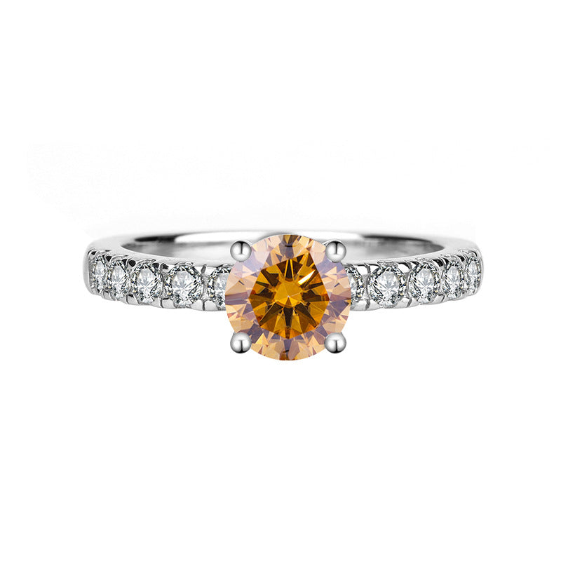 [B022]S925 Sterling Silver Deluxe Four Claw Setting Atmospheric Simple Fashion Daily Travel Moissanite Ring