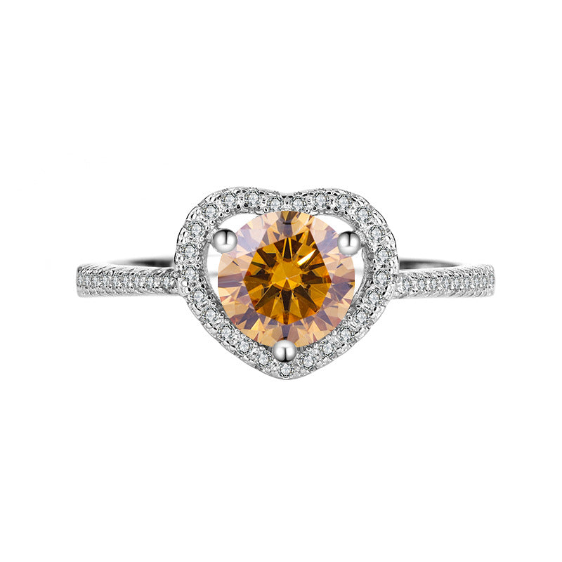 [B032]S925 Sterling Silver Classic Heart Romantic Moissanite Ring