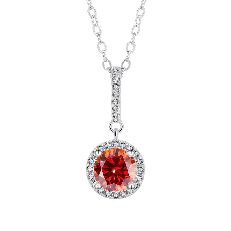 [N01]S925 Sterling Silver Classic Round Wrap Moissanite Necklace