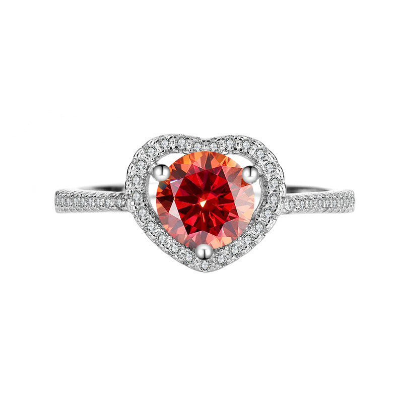 [B032]S925 Sterling Silver Classic Heart Romantic Moissanite Ring