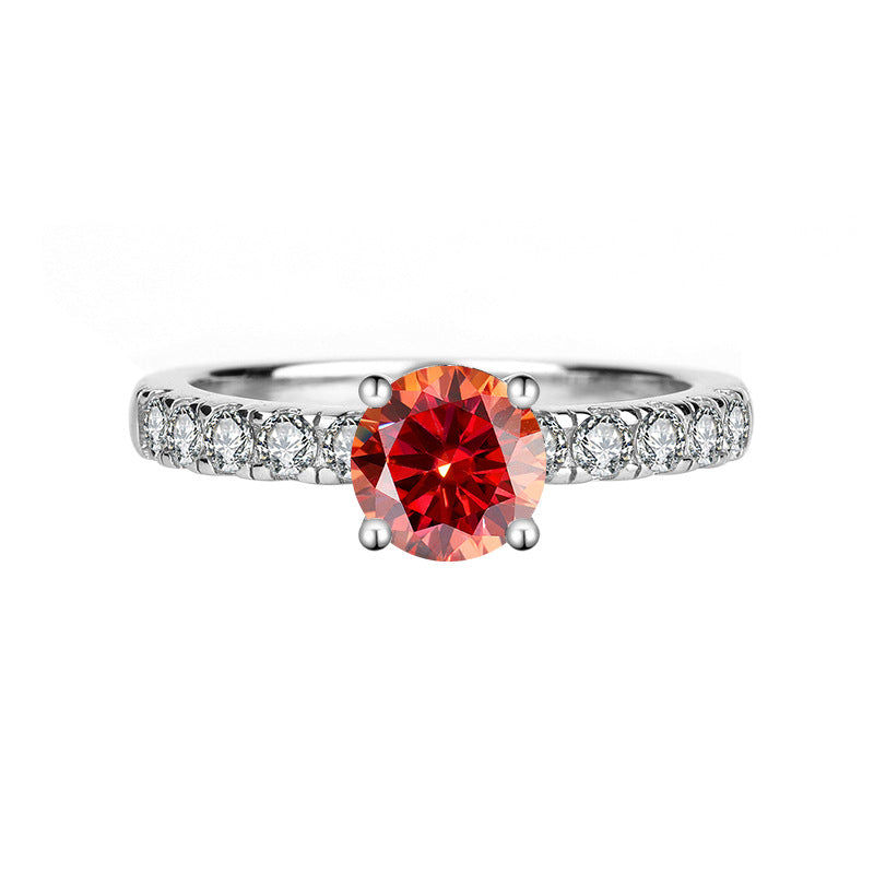 [B022]S925 Sterling Silver Deluxe Four Claw Setting Atmospheric Simple Fashion Daily Travel Moissanite Ring