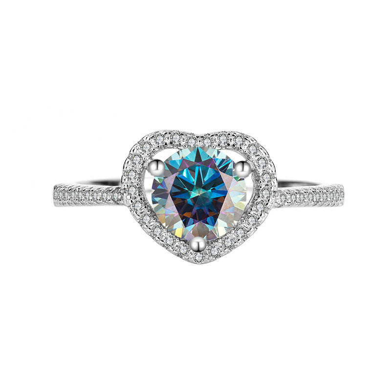 [B032]S925 Sterling Silver Classic Heart Romantic Moissanite Ring