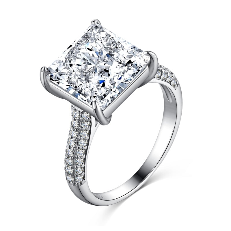 [G32]S925 Sterling Silver Princess Cut 8A Super Sparkle Cubic Zirconia Ring