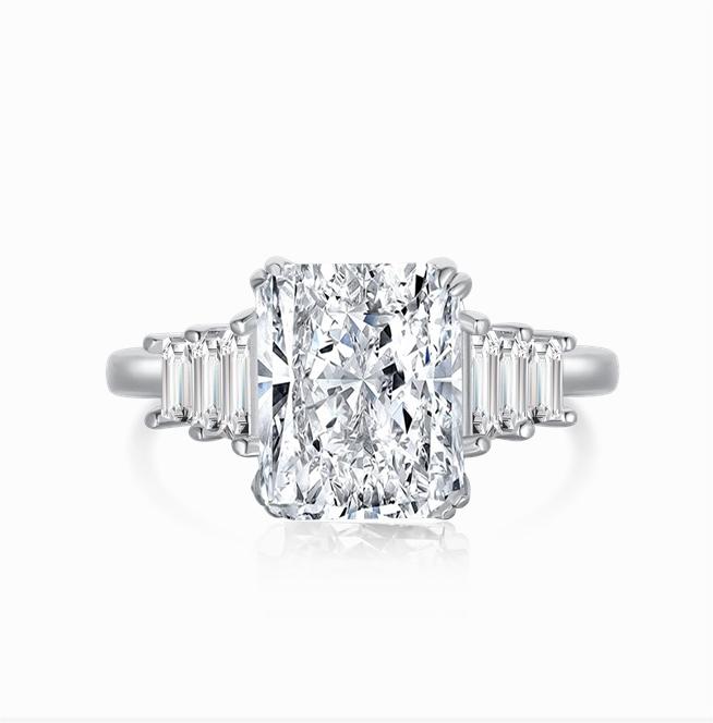 [G18]S925 Sterling Silver High Quality 8A Grade Radiant Ice Cut Cubic Zirconia Ring