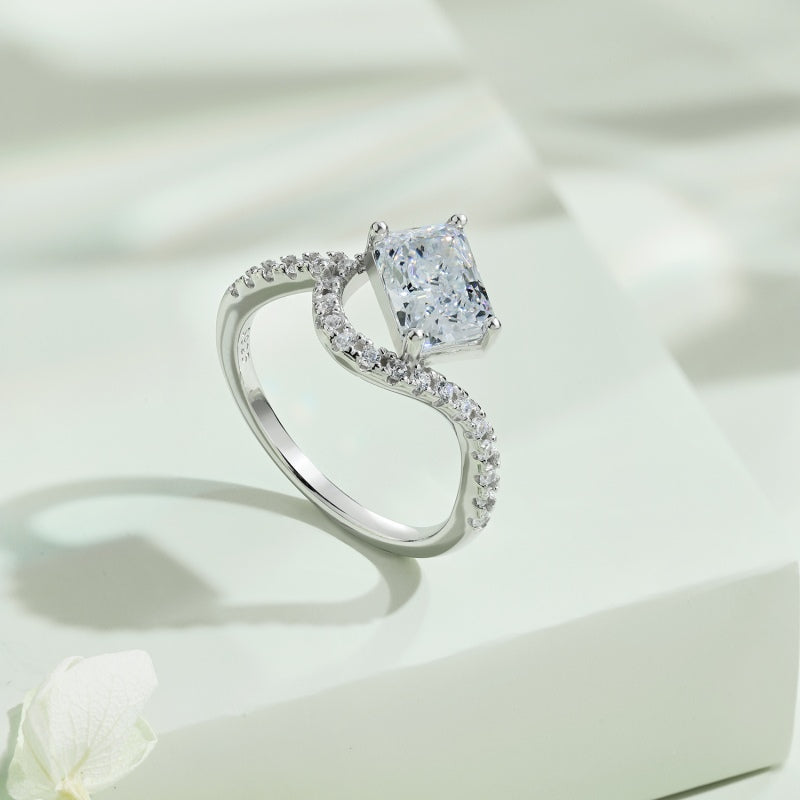 [G23]S925 Sterling Silver Personalized Fashion Style Super Sparkle High Carbon Diamond Ring