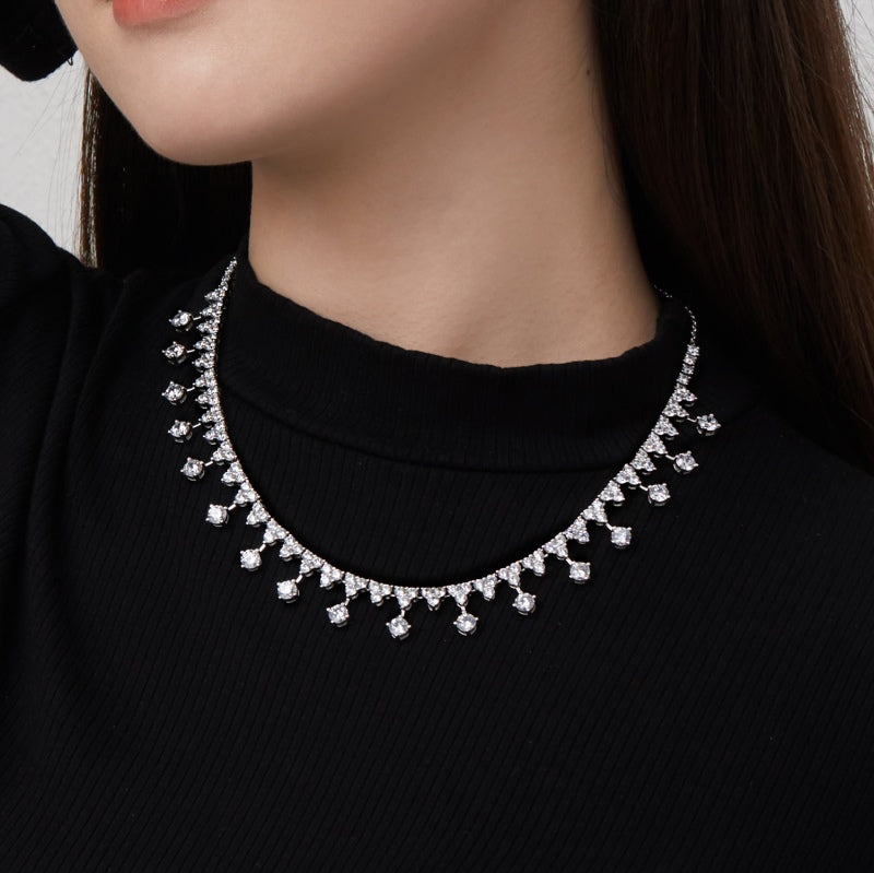[G202]S925 Sterling Silver Classic Fashion Cubic Zirconia Necklace