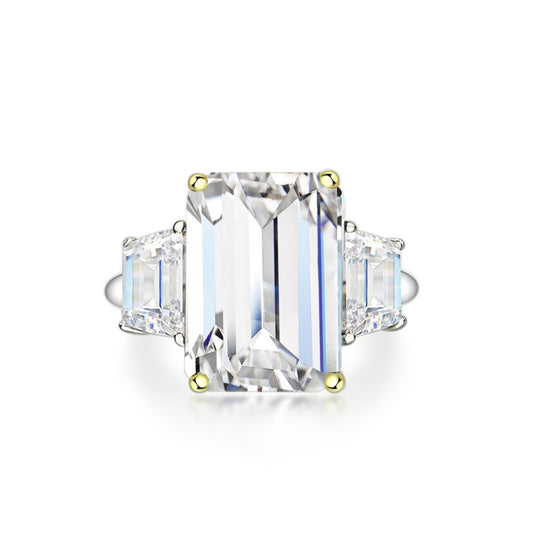 [G13]S925 Sterling Silver Grandmother Cut Oversized Zirconia Ring