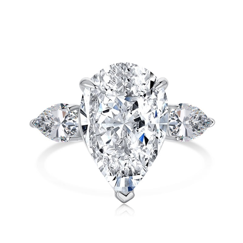 [G41]S925 Sterling Silver High quality teardrop shaped cubic zirconia ring