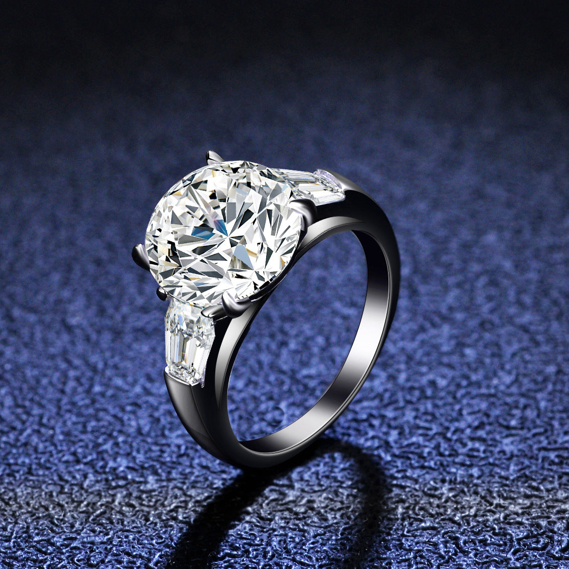 [B054]S925 Sterling Silver Oversized Four Claw Moissanite Ring