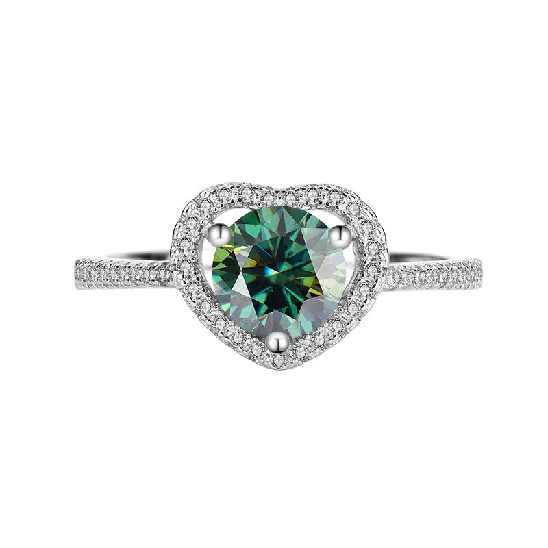 [B032]S925 Sterling Silver Classic Heart Romantic Moissanite Ring