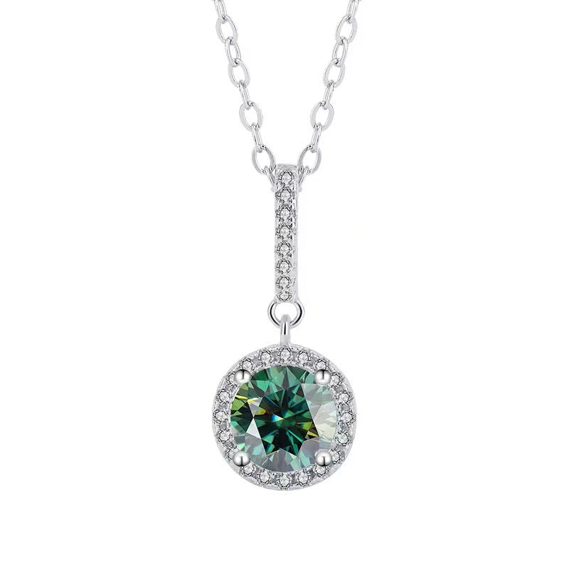 [N01]S925 Sterling Silver Classic Round Wrap Moissanite Necklace