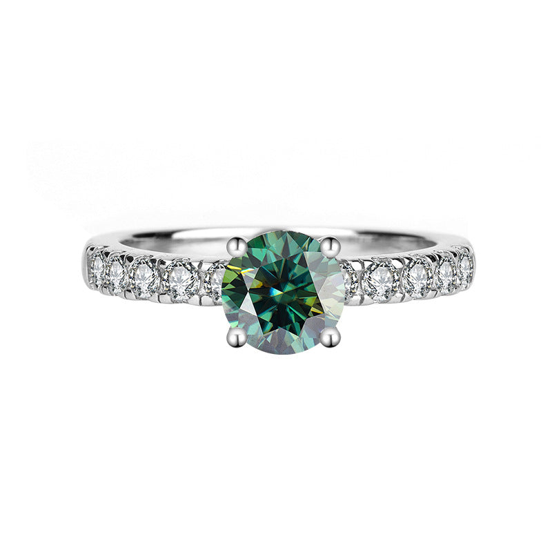 [B022]S925 Sterling Silver Deluxe Four Claw Setting Atmospheric Simple Fashion Daily Travel Moissanite Ring