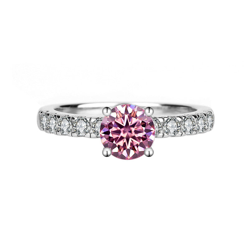 [B022]S925 Sterling Silver Deluxe Four Claw Setting Atmospheric Simple Fashion Daily Travel Moissanite Ring