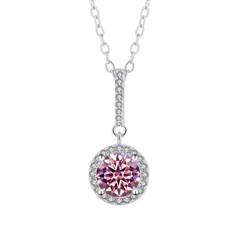 [N01]S925 Sterling Silver Classic Round Wrap Moissanite Necklace