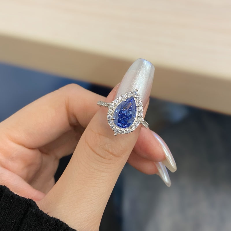 [G43]S925 Sterling Silver Elegant Tanzanian color zircon ring