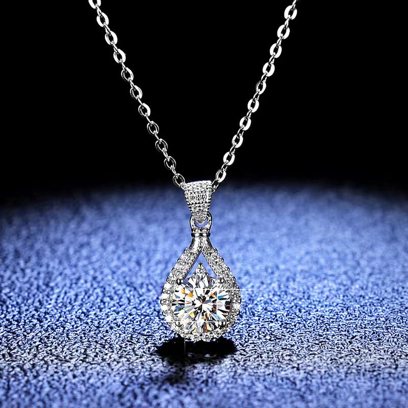 [N05]S925 Sterling Silver Luxury Teardrop Moissanite Pendant
