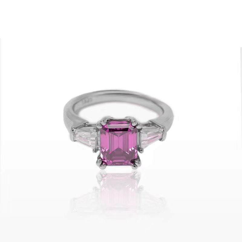 [A07]-S925 Sterling Silver Emerald Cut Moissananite Rings（Full Moissananite）