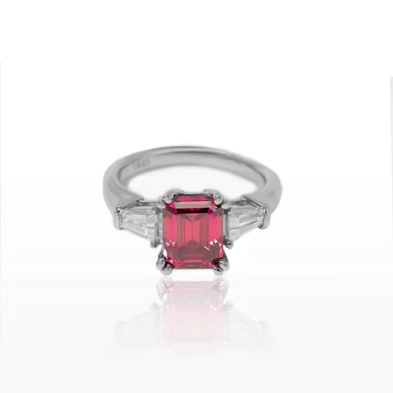 [A07]-S925 Sterling Silver Emerald Cut Moissananite Rings（Full Moissananite）
