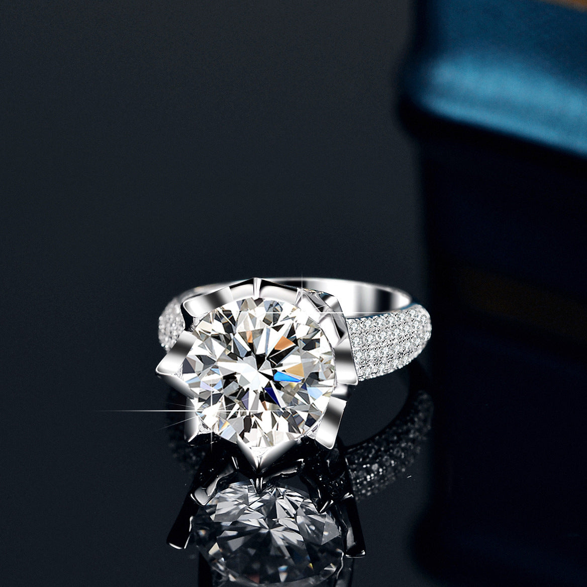 [B053]S925 Sterling Silver Queen's Crown fancy Moissanite Ring