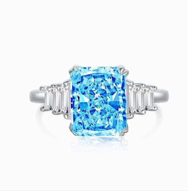 [G18]S925 Sterling Silver High Quality 8A Grade Radiant Ice Cut Cubic Zirconia Ring