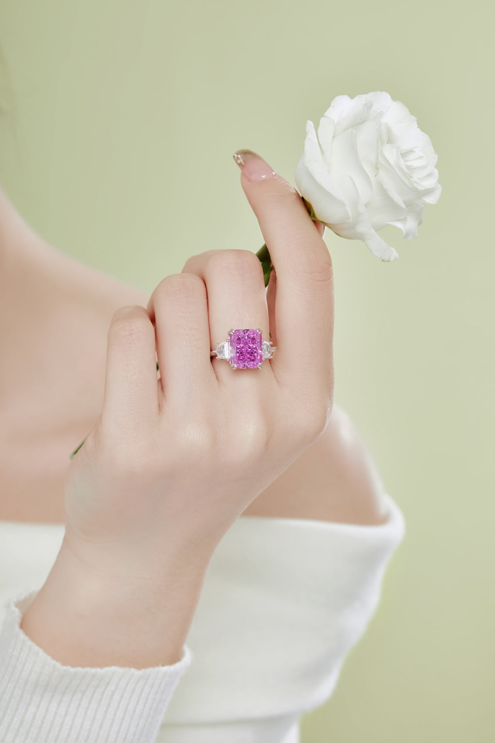 [G16]S925 Sterling Silver 8A High Quality Cubic Zirconia Ring