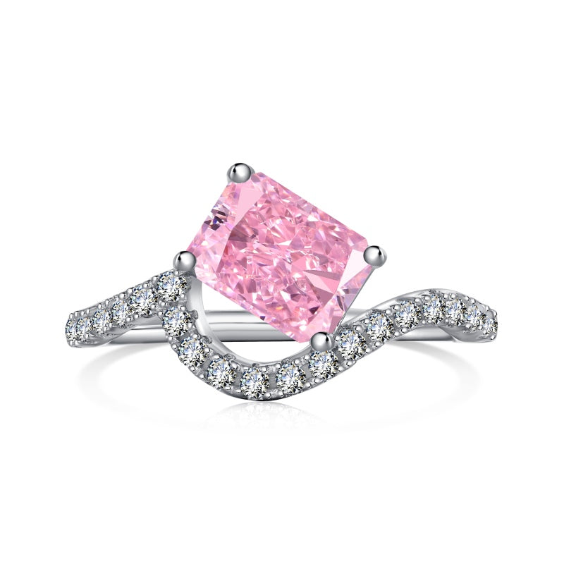 [G23]S925 Sterling Silver Personalized Fashion Style Super Sparkle High Carbon Diamond Ring