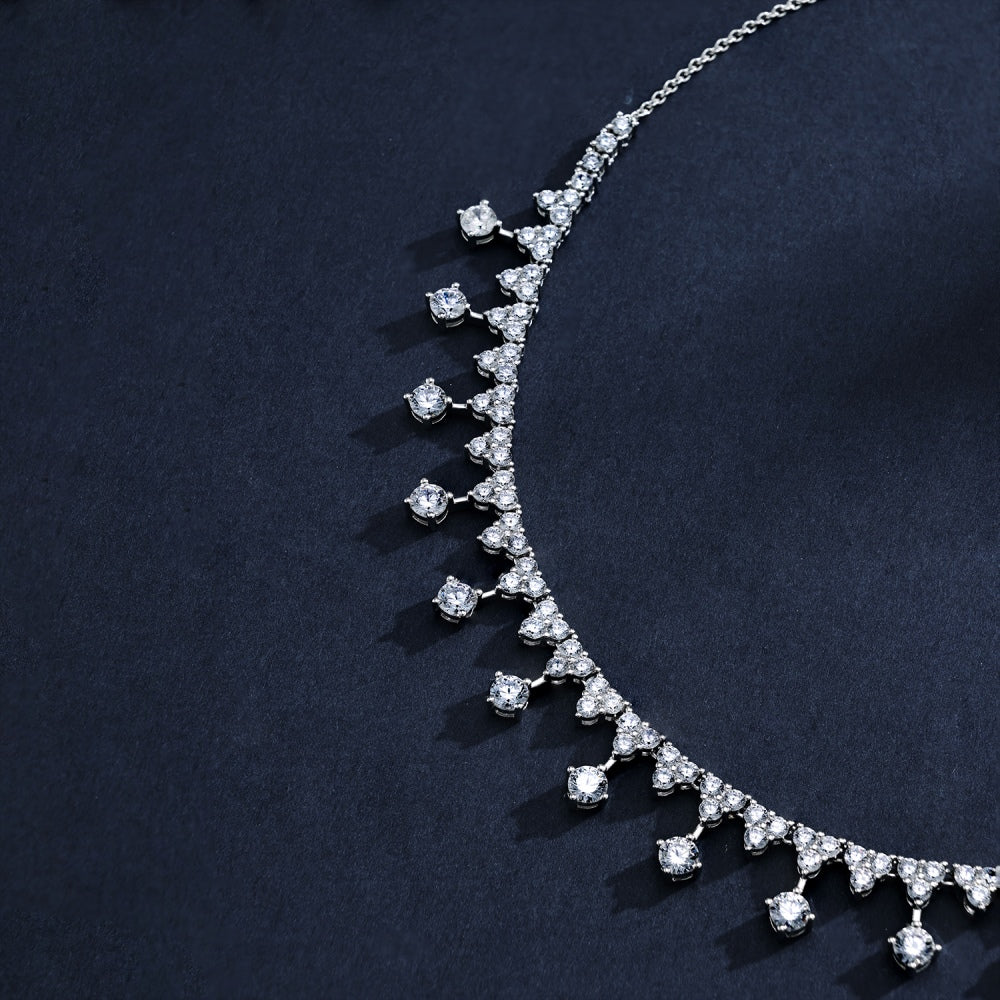[G202]S925 Sterling Silver Classic Fashion Cubic Zirconia Necklace
