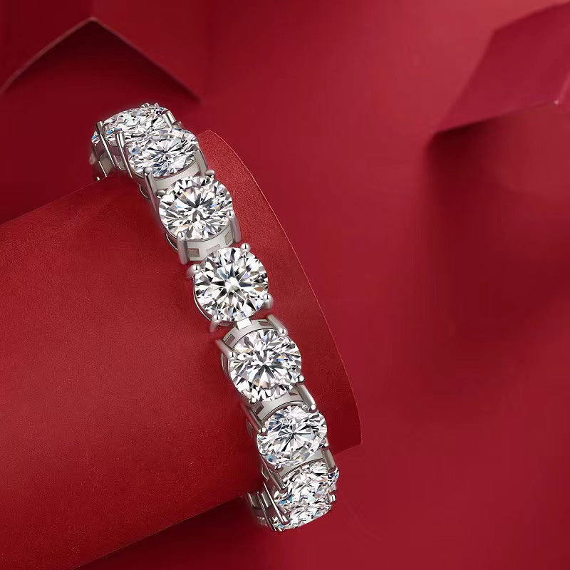 [C54]S925 Sterling Silver Full Moissanite Luxury, Aristocrat Cuban Tennis Necklace