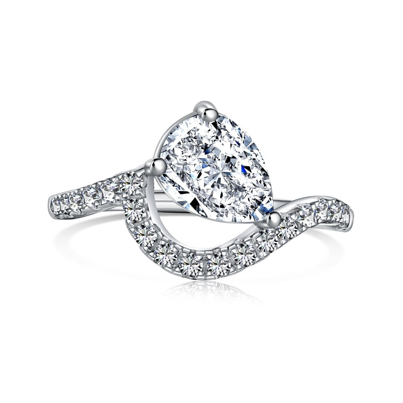 [G45]S925 Sterling Silver Personalized ins style Beautiful girl must have teardrop shape High carbon diamond ring