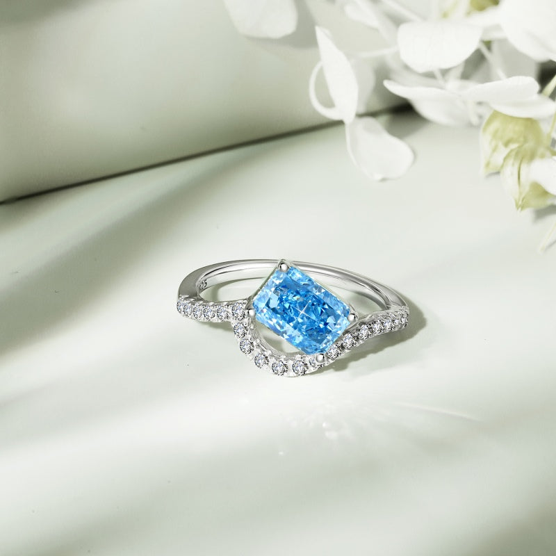 [G23]S925 Sterling Silver Personalized Fashion Style Super Sparkle High Carbon Diamond Ring