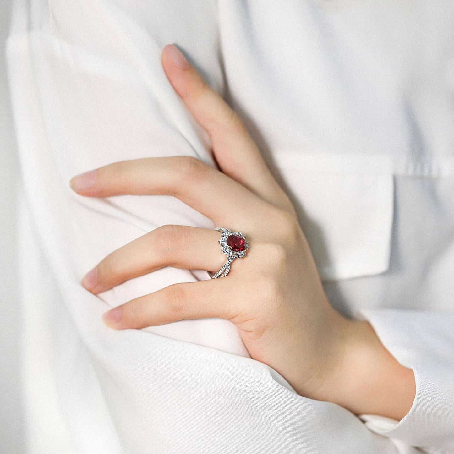 [G03] S925 Sterling Silver Cubic Zirconia Ring Dinner Party Aristocrats Party Essentials