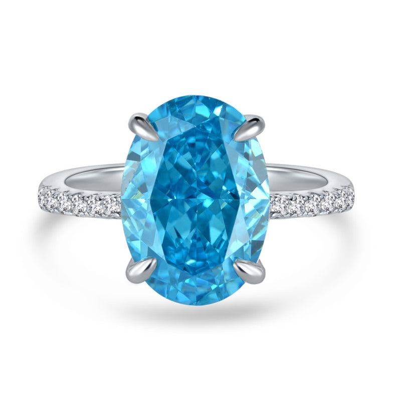 [G61]S925 Sterling Silver Classic four-prong setting, dove-egg shape, high quality zircon ring