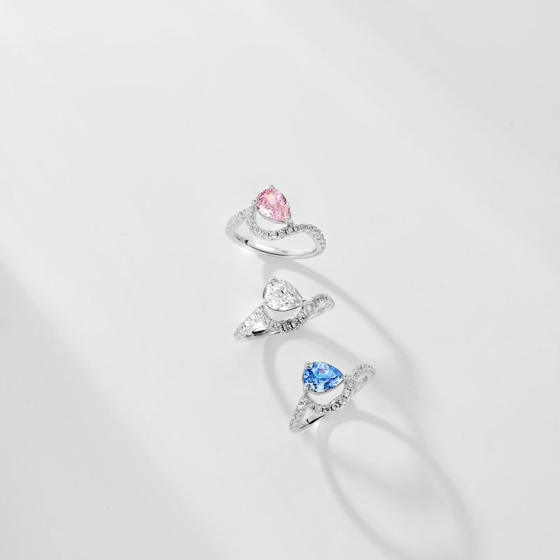 [G45]S925 Sterling Silver Personalized ins style Beautiful girl must have teardrop shape High carbon diamond ring