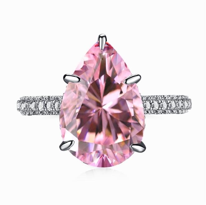[G46]S925 Sterling Silver Classic Oversized Teardrop Cubic Zircon Ring