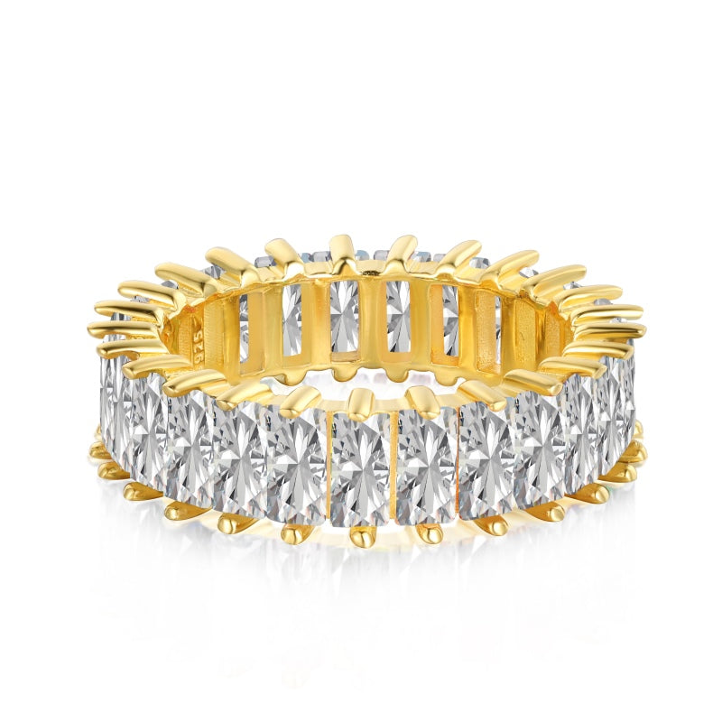 [G78]S925 Sterling Silver Premium Rainbow Zirconia Ring