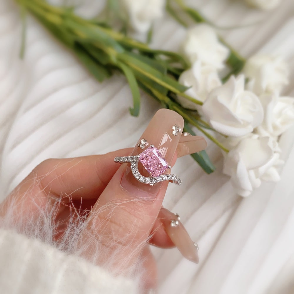 [G23]S925 Sterling Silver Personalized Fashion Style Super Sparkle High Carbon Diamond Ring