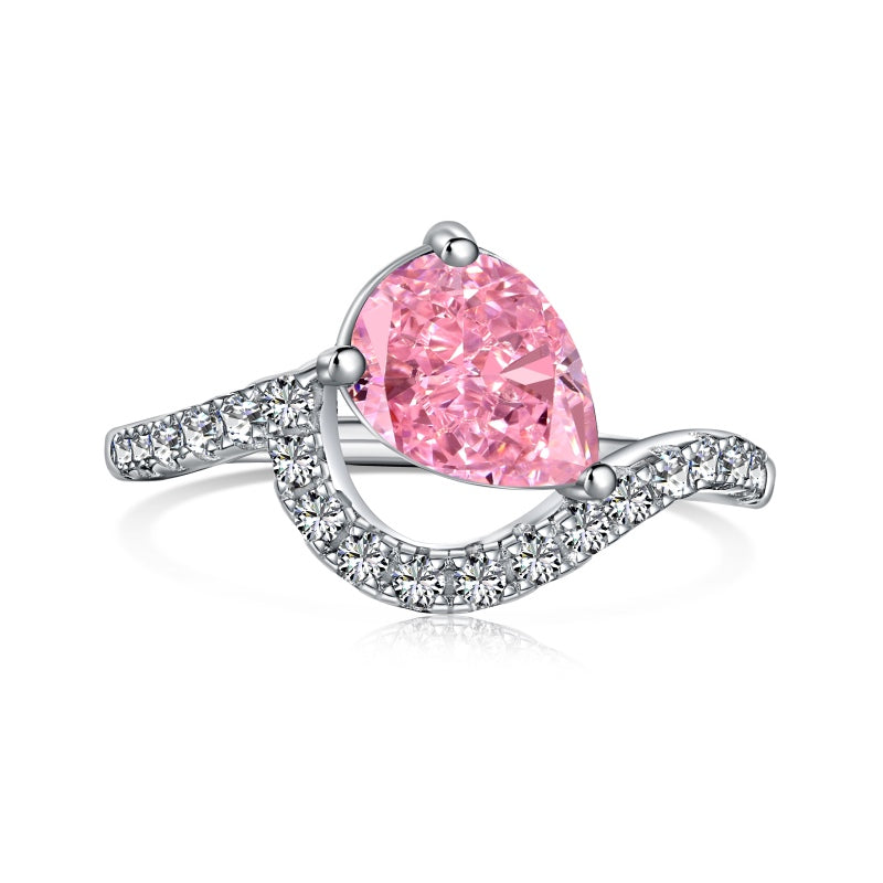 [G45]S925 Sterling Silver Personalized ins style Beautiful girl must have teardrop shape High carbon diamond ring