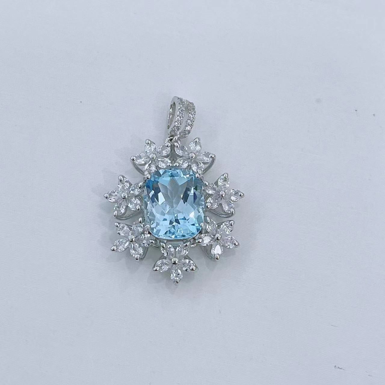 [KESAI]#CB-56 Topaz - Swiss Blue  Pendant