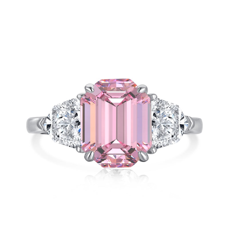 [G21]S925 Sterling Silver Crisp and Clear Grandmother Cut High Frequency High Carbon Diamond Ring